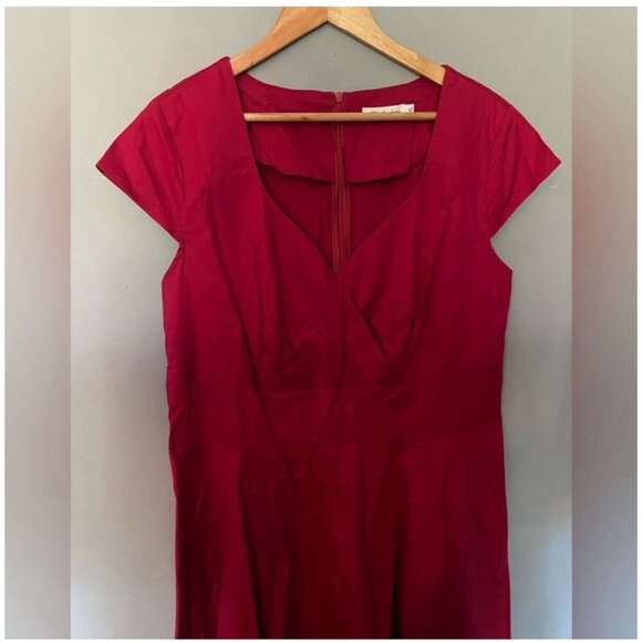 Plus Size Red Cotton Dress Cap Sleeve Casual Comfy Flowy Picnic Lounge XL - Picture 2 of 5